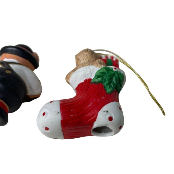 3 Pc Vintage Christmas Ornaments Ceramic Teddy and Friends u - Picture 15 of 15